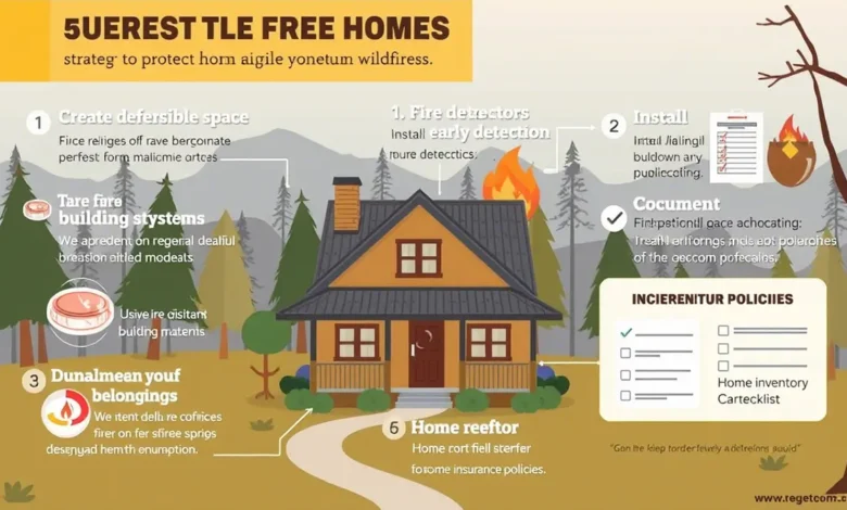 A house surrounded by smoke and flames, emphasizing the need for wildfire insurance protection.